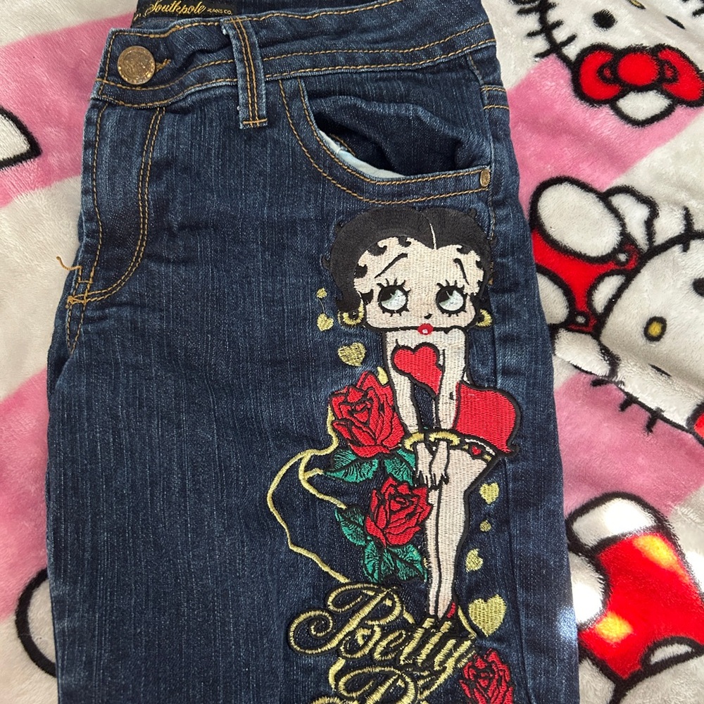 South Pole Blue and Red Cartoon Character Jeans